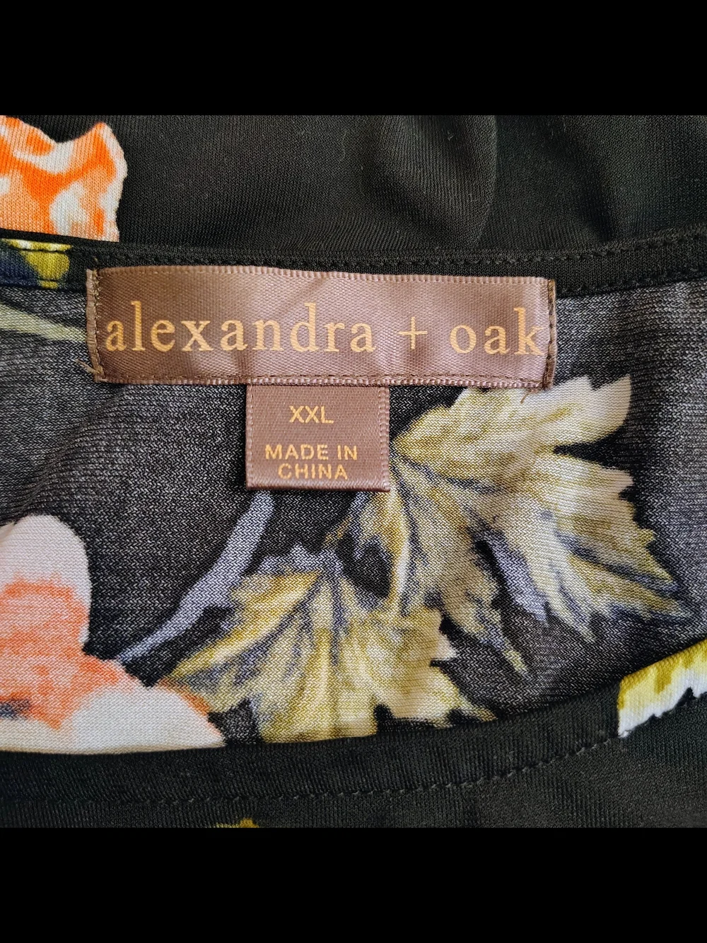 Alexandra + Oak Black Midi Dress with Peach Floral Print - Picture 2 of 4
